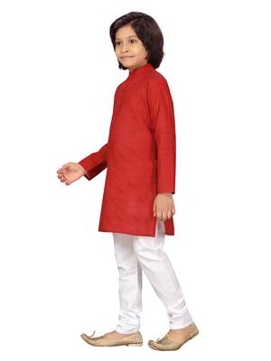 Maroon plain cotton boys-kurta-pyjama 3