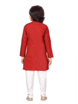 Maroon plain cotton boys-kurta-pyjama 4