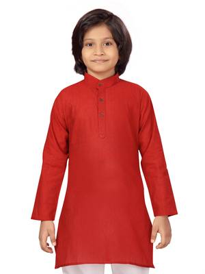 Maroon plain cotton boys-kurta-pyjama 5