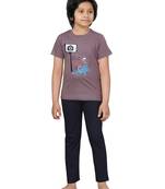 Purple printed cotton boys-suit