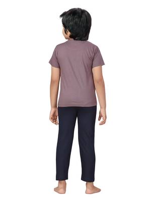Purple printed cotton boys-suit 4