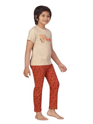 Beige printed cotton boys-suit 2