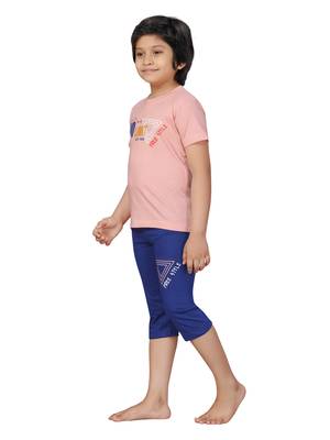 Orange printed cotton boys-suit 3
