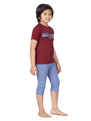 Maroon printed cotton boys-suit 2