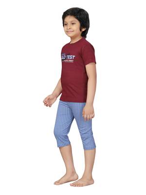Maroon printed cotton boys-suit 3