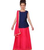 Rani-pink plain net stitched lehenga