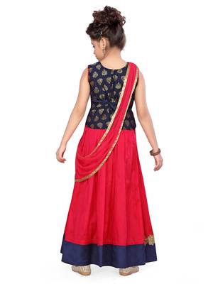 Rani-pink floral print silk stitched lehenga 2