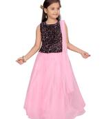 Pink sequins net stitched lehenga