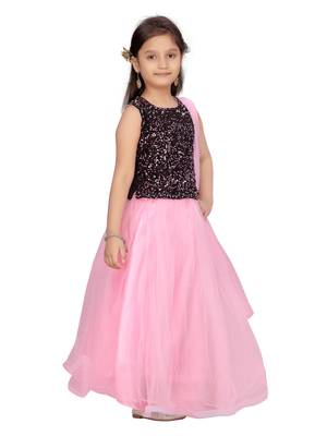 Pink sequins net stitched lehenga 2