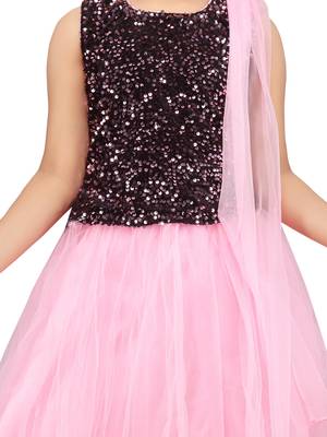 Pink sequins net stitched lehenga 4
