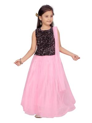Pink sequins net stitched lehenga 5