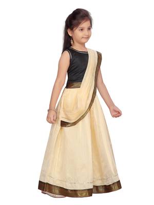 Fawn plain silk stitched lehenga 2