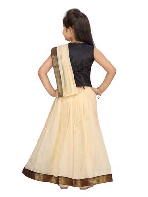 Fawn plain silk stitched lehenga 3