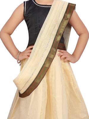 Fawn plain silk stitched lehenga 4