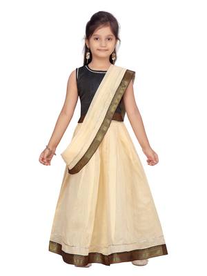 Fawn plain silk stitched lehenga 5