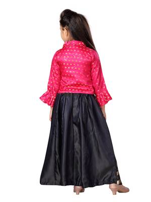 Black self design silk stitched lehenga 3
