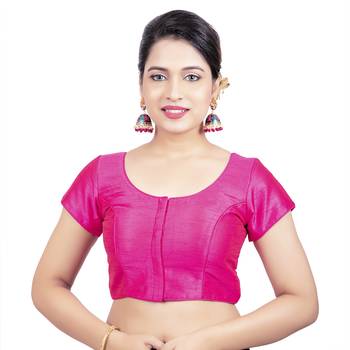 Rani Kora Silk Princess Cut Short Sleeves Padded Readymade  Blouse 1