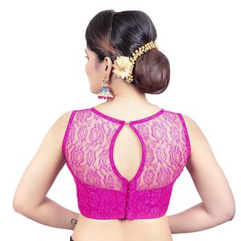 Rani High Neck Net & Brasso Sleeveless Princesss Cut Padded  Readymade  Blouse 2