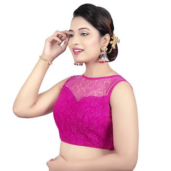 Rani High Neck Net & Brasso Sleeveless Princesss Cut Padded  Readymade  Blouse 3