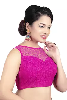 Rani High Neck Net & Brasso Sleeveless Princesss Cut Padded  Readymade  Blouse