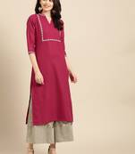 Varanga Women Magenta Yoke Design Straight Kurta