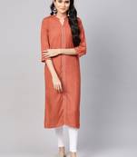 Varanga Women Rust Solid Straight Kurta