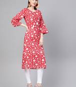 Varanga Women Red Printed Straight Kurta