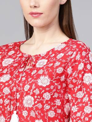 Varanga Women Red Printed Straight Kurta 2