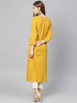 Varanga Women Mustard Yellow Horse Printed Straight Kurta 5
