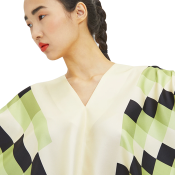 JSDC V-Neck Style Checked Printed Co-ord Sets Kaftan Pant For Women 4