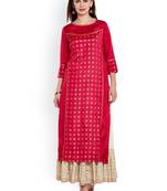 Varanga Women Pink Foil Print Straight Kurta