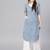 Varanga Women Blue & White Striped Straight Kurta