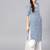 Varanga Women Blue & White Striped Straight Kurta