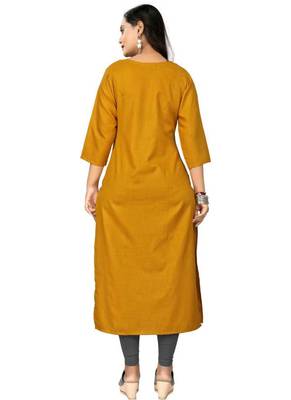 Yellow embroidered cotton embroidered-kurtis 3