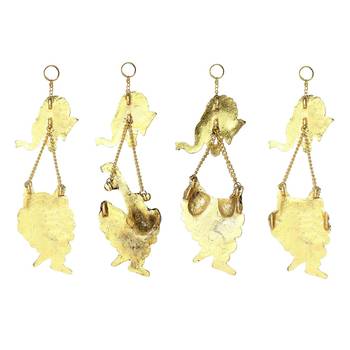 BK Creation Metal Set of Four Lord Ganesh Playing Musical Instruments Wall Hanging Figurine, Gold, 7 Inch, 4 Pcs 5