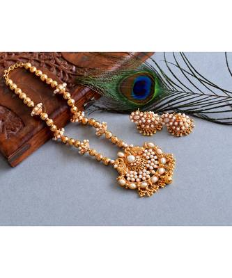 Beautiful Antique Pearl Peacock Necklace Set dj03481 1