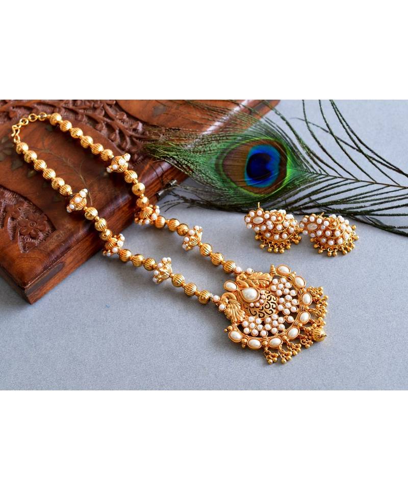 Beautiful Antique Pearl Peacock Necklace Set dj03481