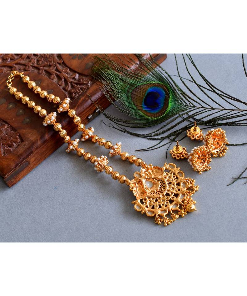 Beautiful Antique Pearl Peacock Necklace Set dj03481