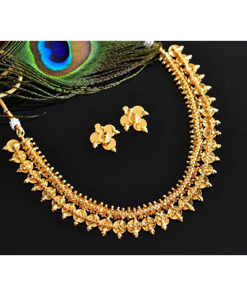 Beautiful Antique Lakshmi Coin Necklace Set dj03492