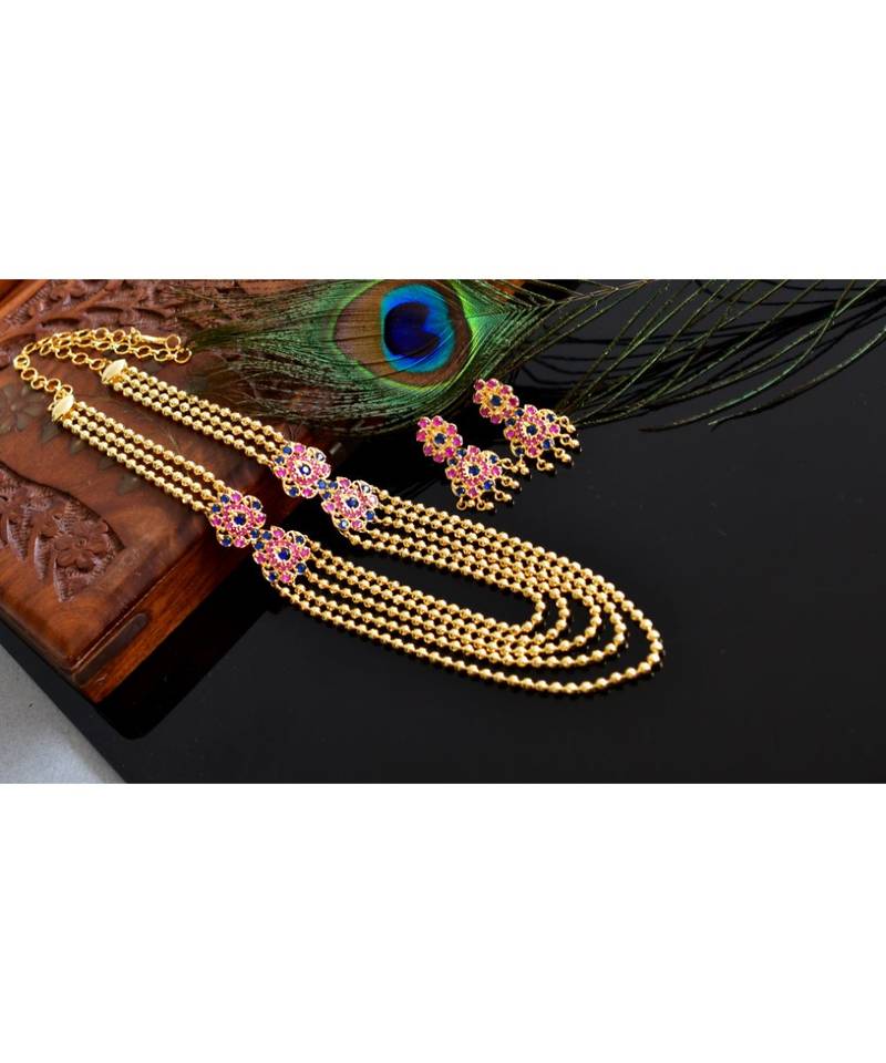 Beautiful Multilayer Ruby blue Muggappu Set  dj03495