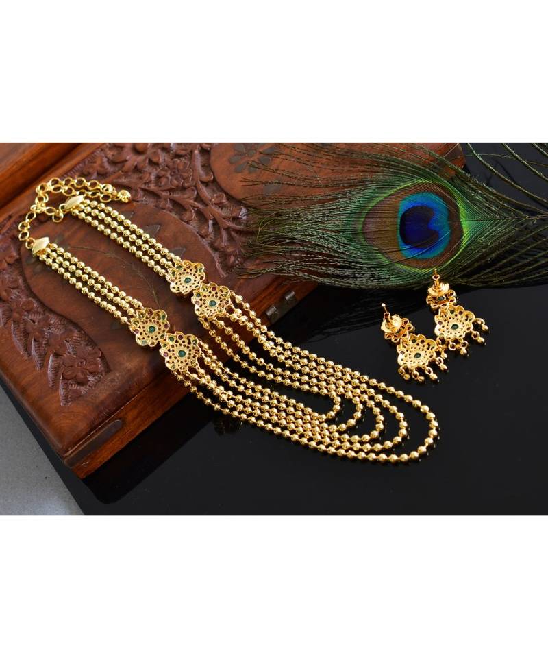 Beautiful Multilayer Ruby emerald Muggappu Set  dj03496