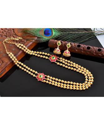 Splendid Gold Tone Multilayer Kemp green Necklace Set dj03517 1