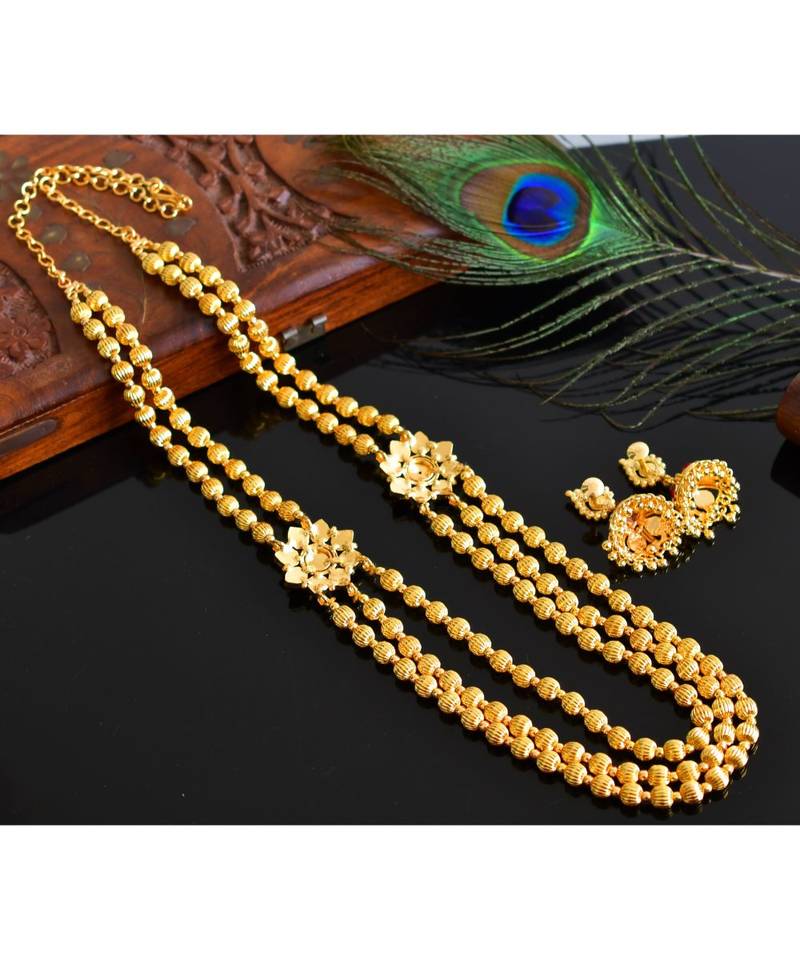 Splendid Gold Tone Multilayer Kemp green Necklace Set dj03517
