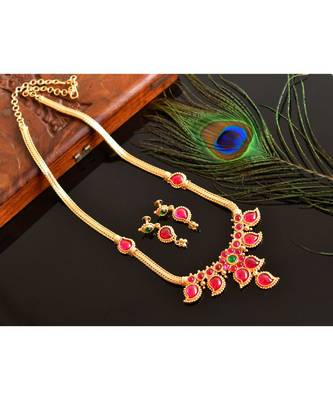 Splendid Gold Tone Kemp green Mangi Necklace Set dj03518 1
