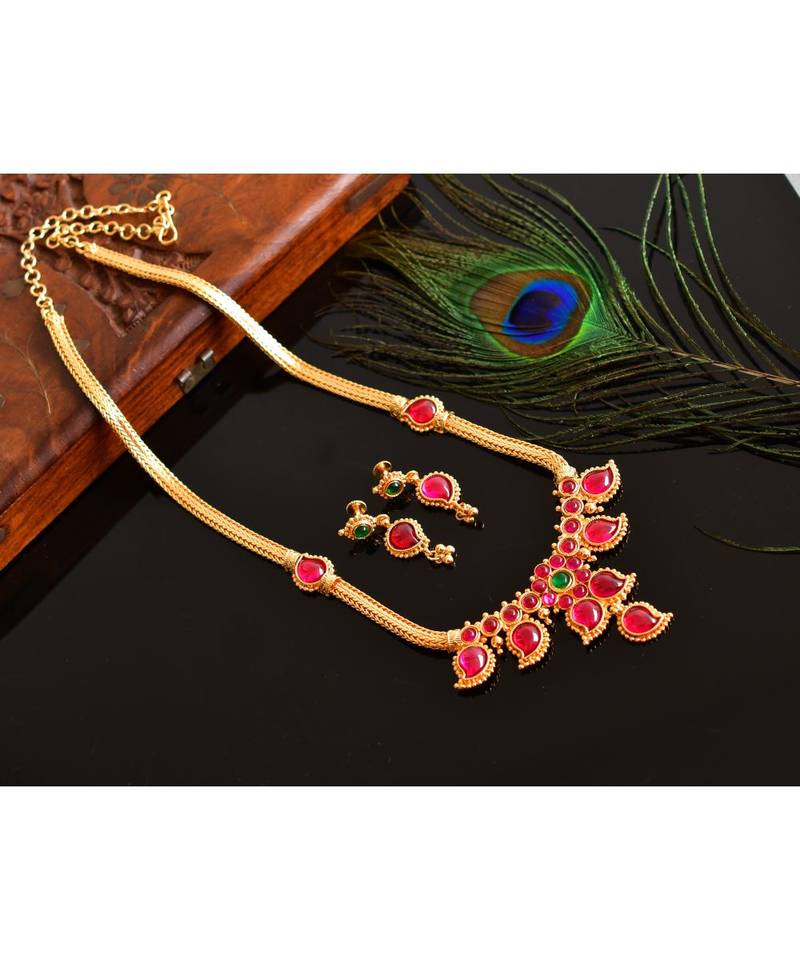 Splendid Gold Tone Kemp green Mangi Necklace Set dj03518