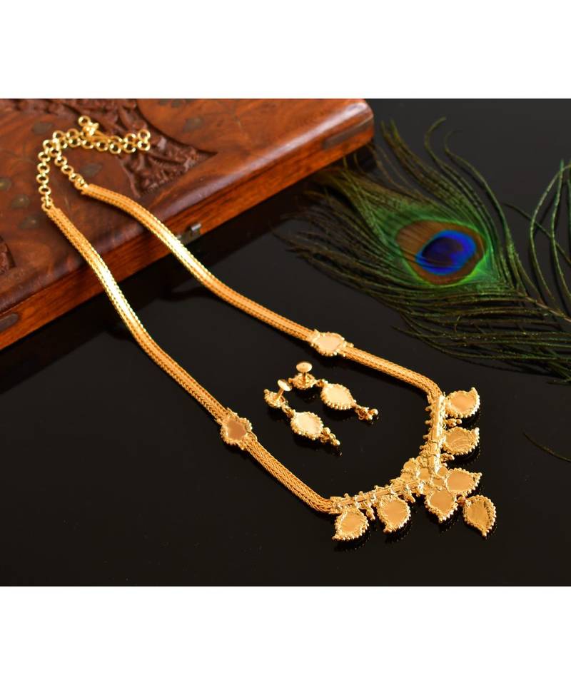 Splendid Gold Tone Kemp green Mangi Necklace Set dj03518