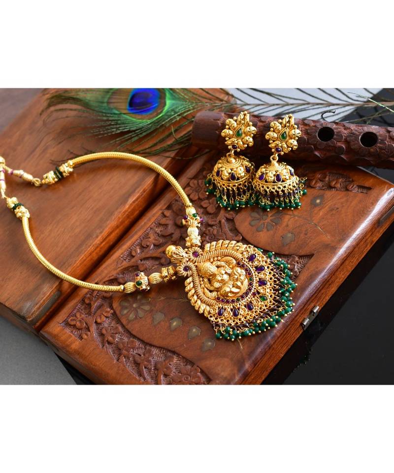 Beautiful Antique Purple Green Lakshmi Set DJ03646