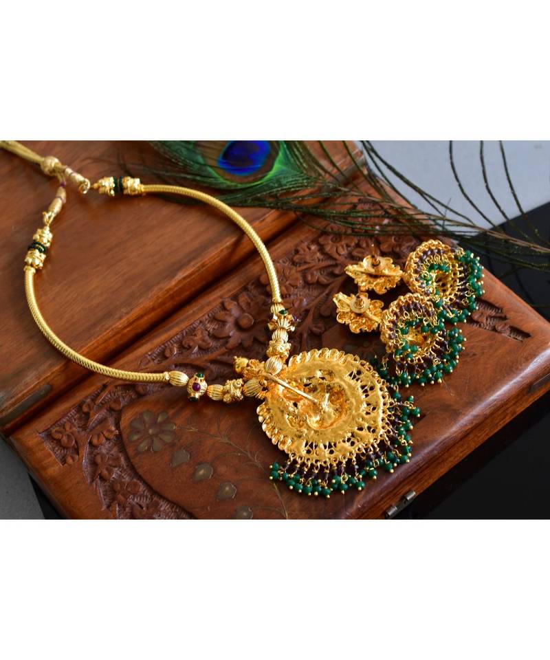 Beautiful Antique Purple Green Lakshmi Set DJ03646