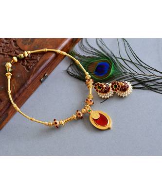 Lovely Handmade Palakka Red Necklace Set  dj03375 1