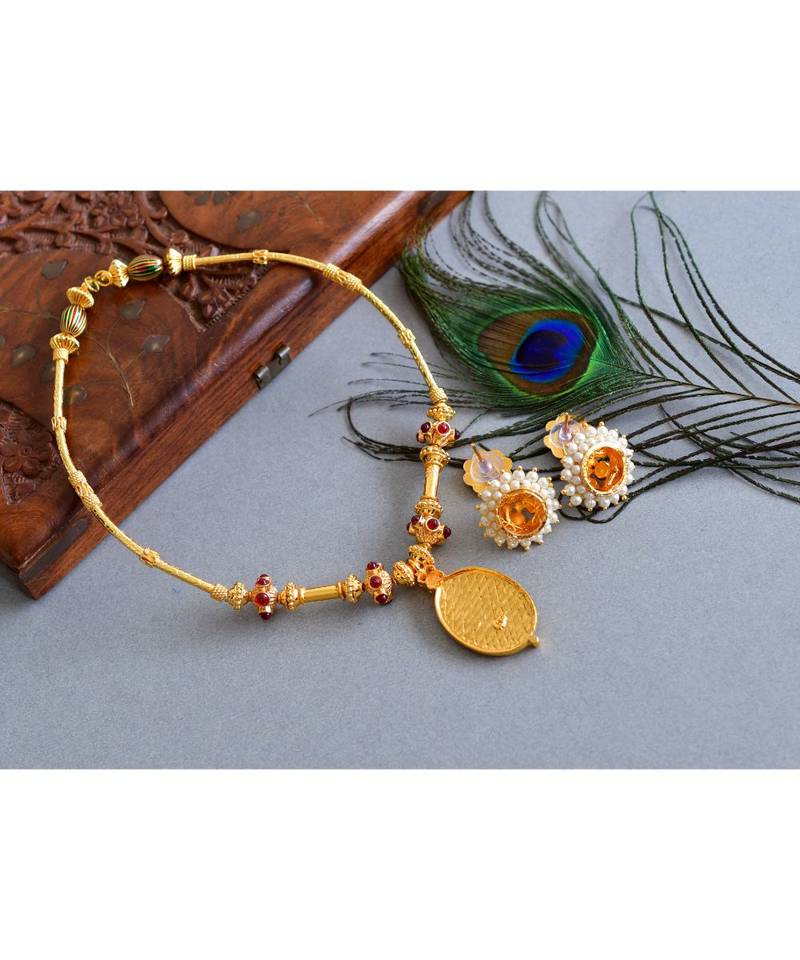 Lovely Handmade Palakka Red Necklace Set  dj03375